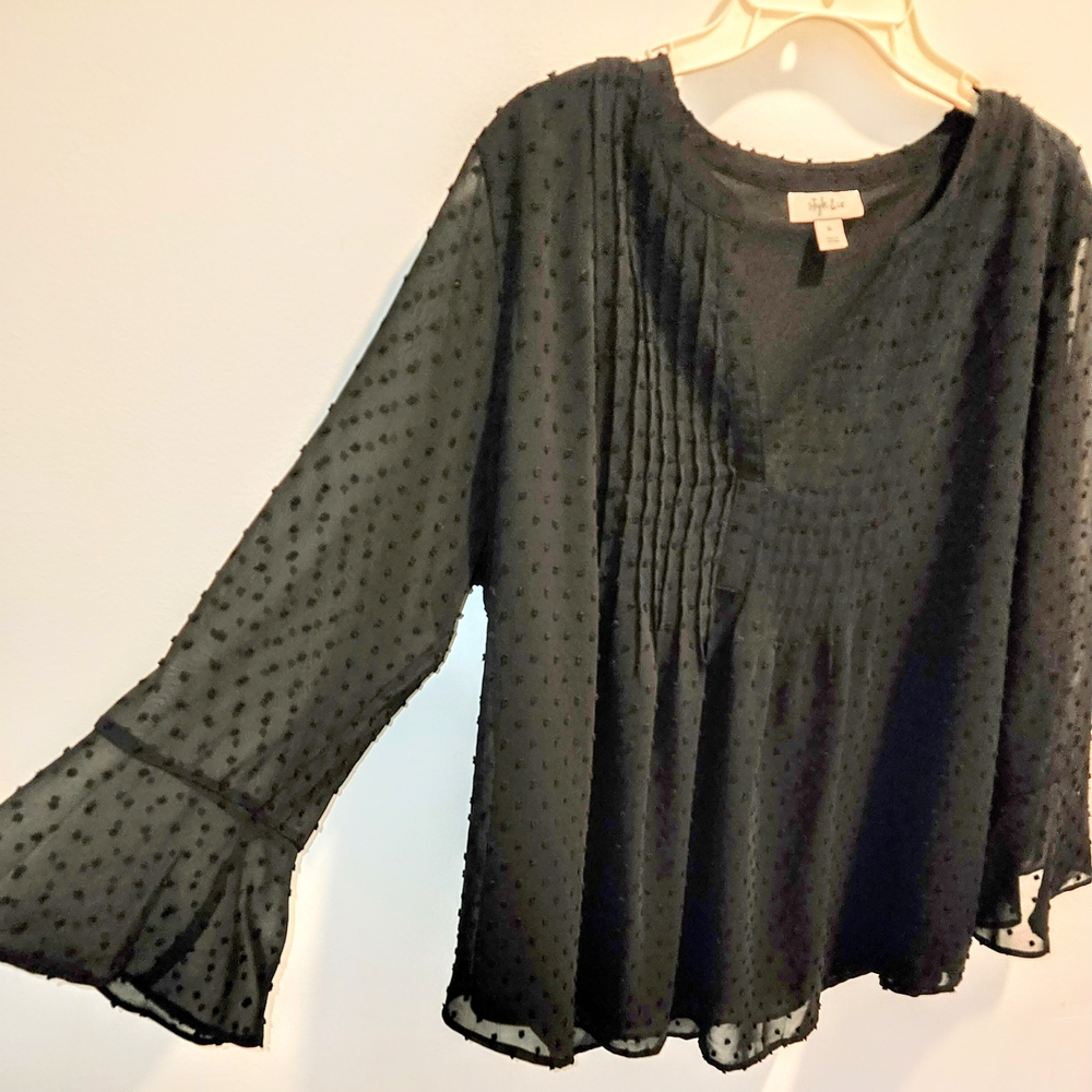 Style & Co. Black Textured Blouse